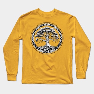 Tree Of Life Black & White Long Sleeve T-Shirt